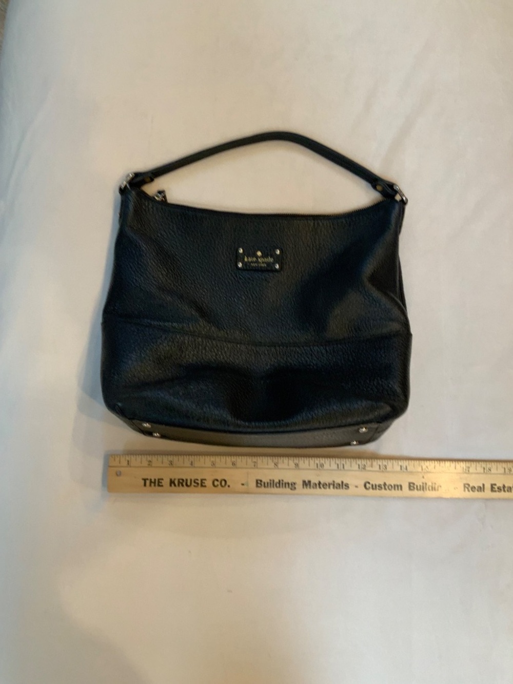 Kate Spade Black leather hobo purse Minimalist Monochrome Cottagecore Coastal - Picture 5 of 9